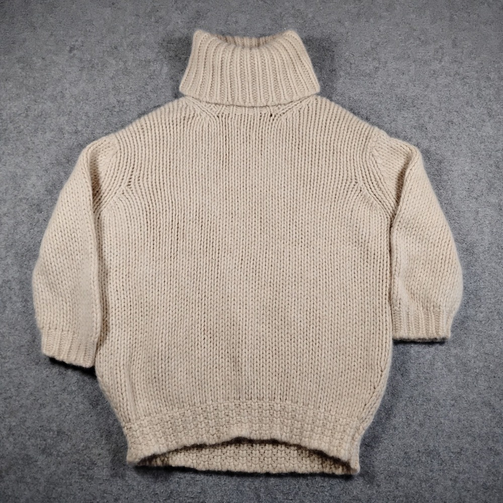 J.Crew Womens Cream Lambswool Angora Blend Chunky Knit Turtleneck Sweater M